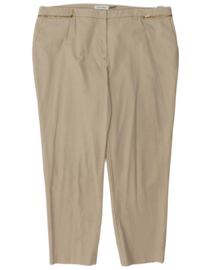 Женские прямые укороченные брюки CALVIN KLEIN США 16 2XL W38 L27 Бежевые