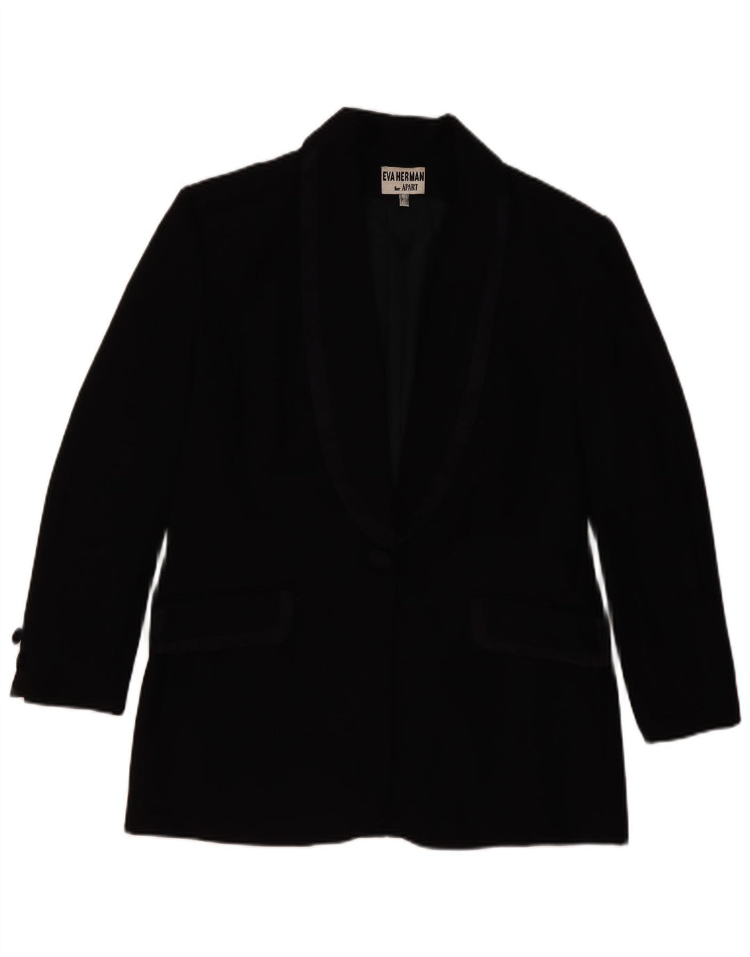 APART Womens 1 Button Blazer Jacket UK 16 Large Black Viscose
