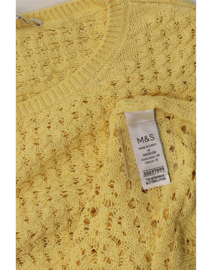 Женская блузка крючком Marks & Spencer Top UK 12, средний желтый полиэстер