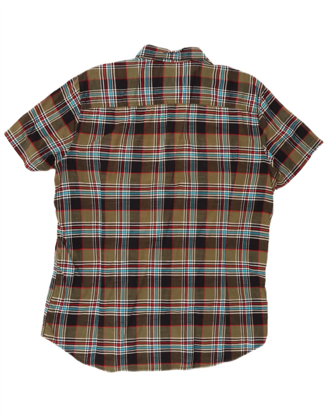 DIESEL Mens Short Sleeve Shirt XL Green Check Cotton