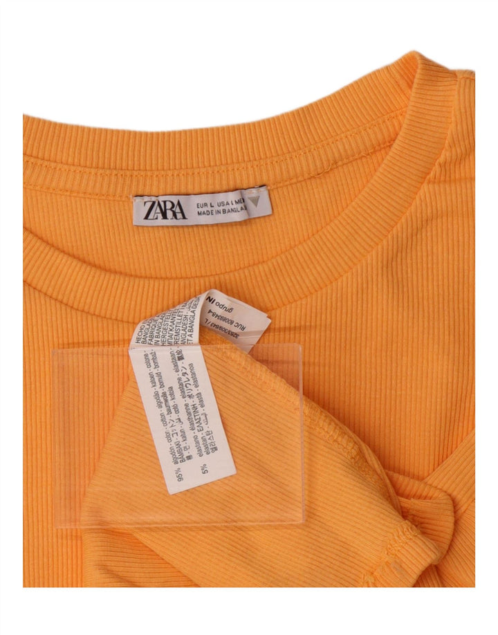 ZARA Womens Crop Blouse Top UK 14 Large Orange Cotton Vintage Zara and Second-Hand Zara from Messina Hembry 