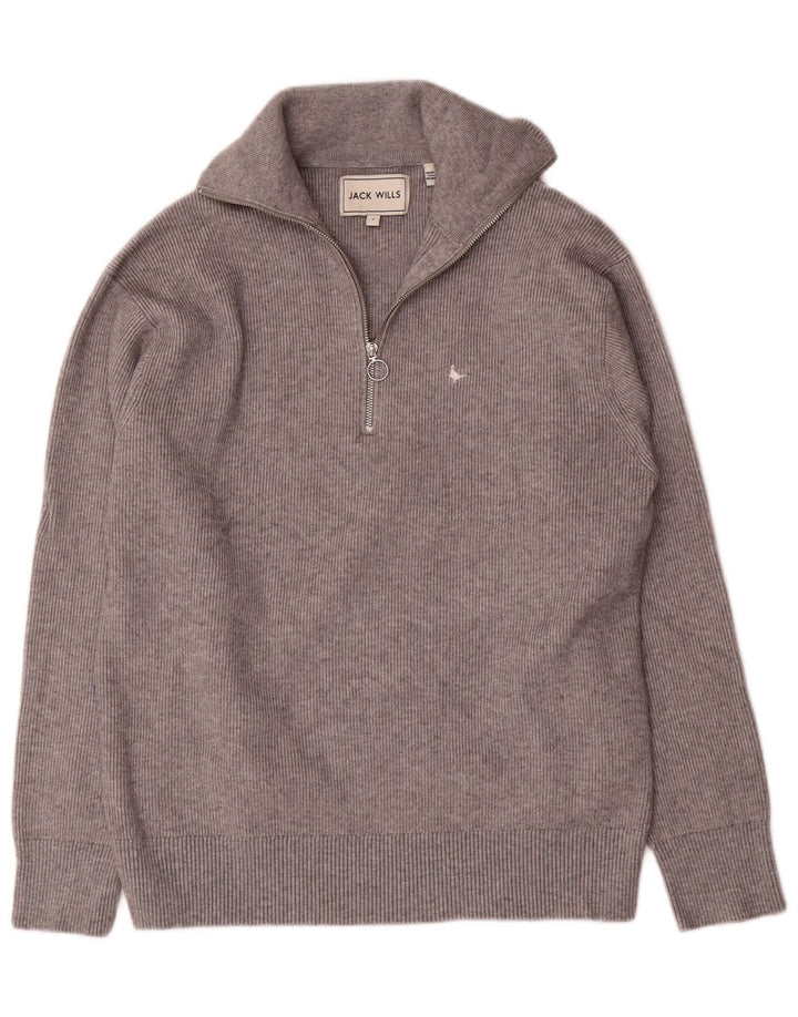 Мужской джемпер с воротником на молнии Jack Wills, маленький серый вискоза