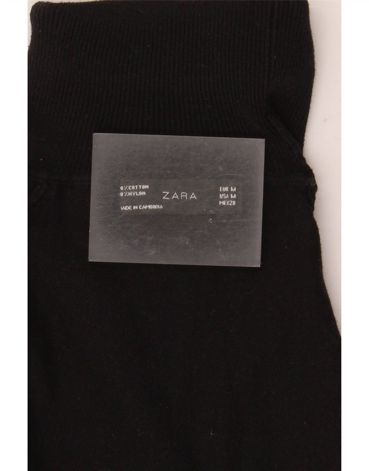 Женский джемпер с высоким воротником Zara UK 12, средний черный хлопковый свитер