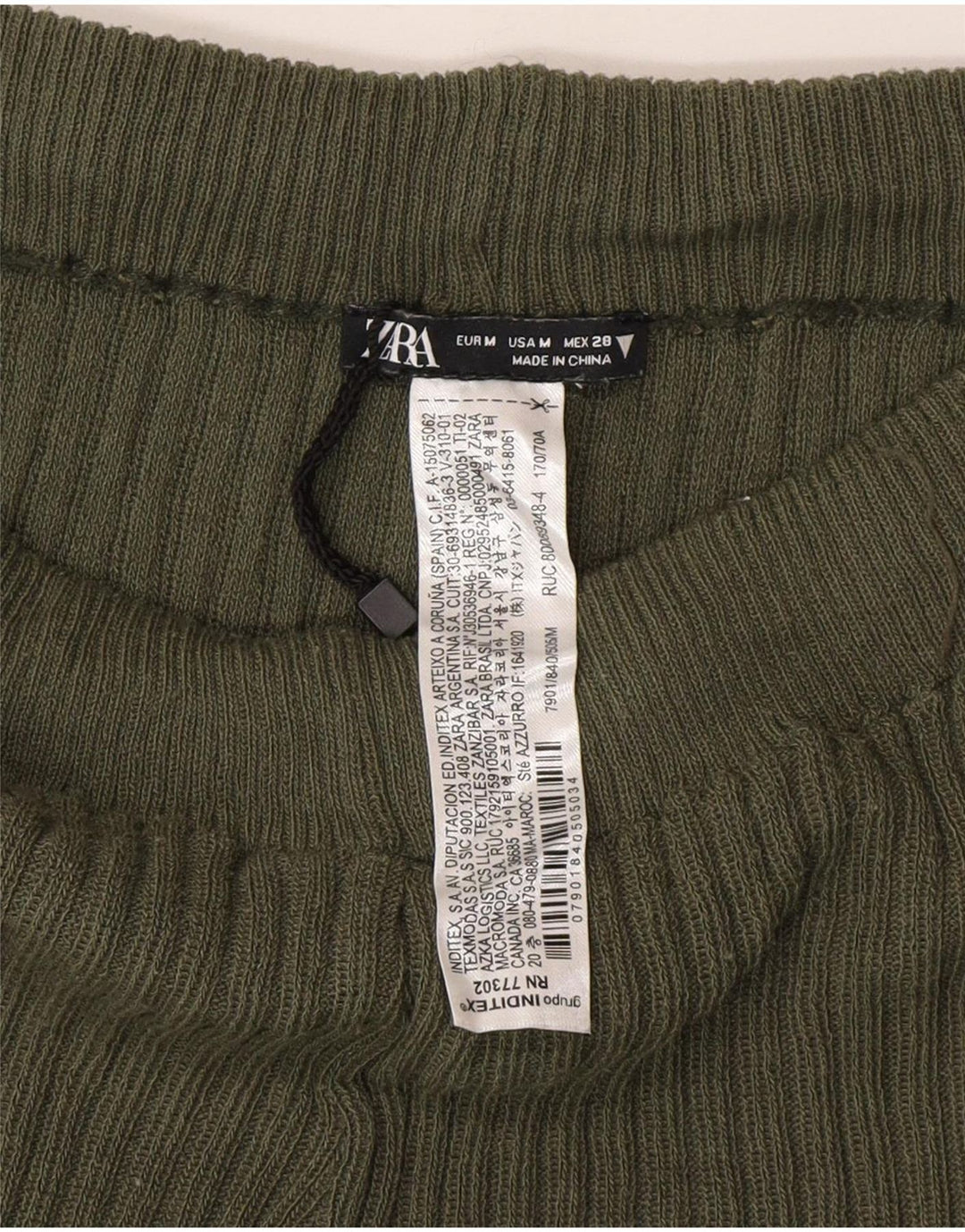 Женские вязаные леггинсы-клеш Zara UK 12, средний зеленый полиэстер