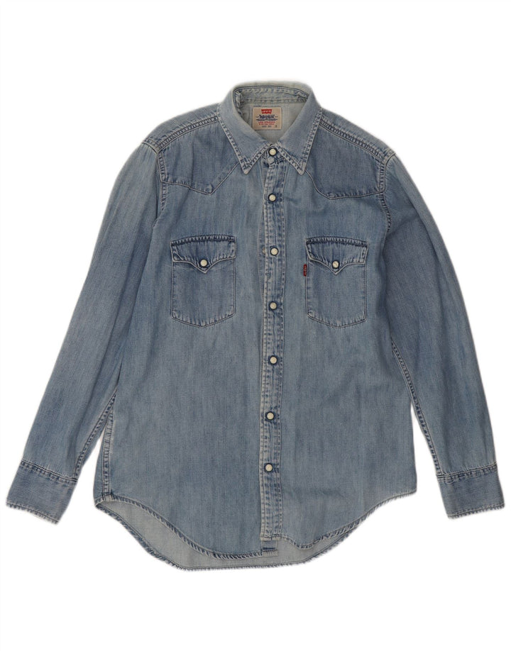 Мужская джинсовая рубашка Levi's, маленькая синяя, хлопок