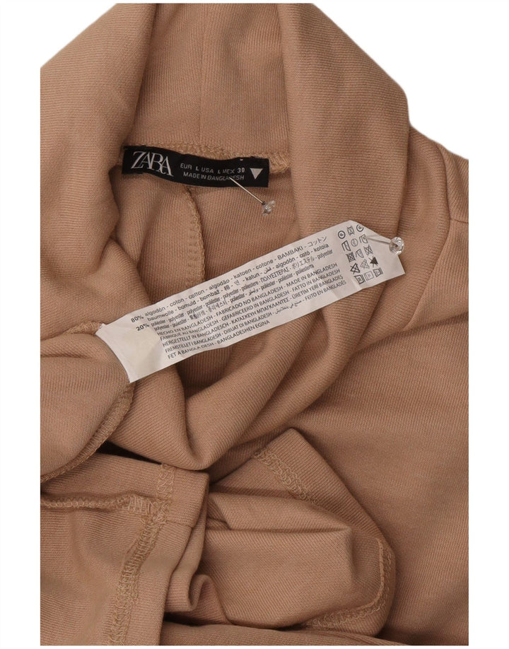 Женское платье прямого кроя Zara UK 16, большой размер, бежевый хлопок