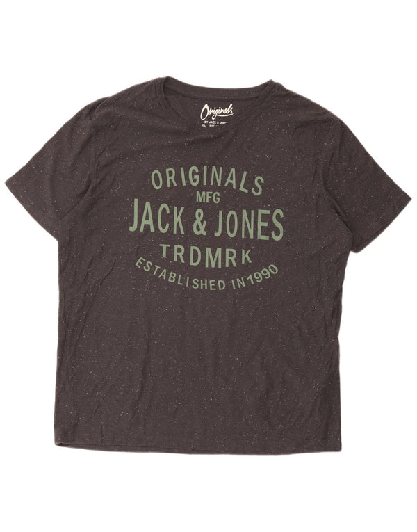 Мужская футболка с рисунком Jack & Jones Top XL, серый хлопок с крапинками