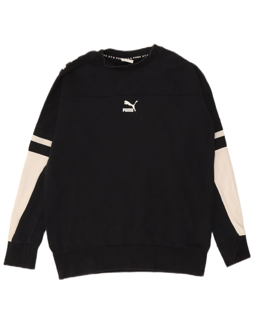 Мужской свитшот с рисунком Puma, маленький черный хлопковый джемпер с цветными блоками
