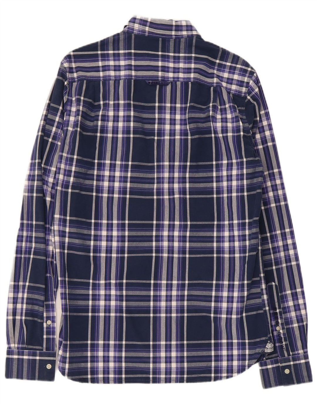Мужская рубашка Superdry, маленькая, темно-синяя, в клетку, хлопок