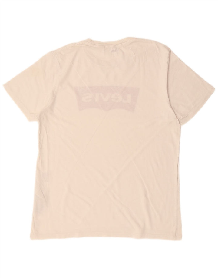 Мужская футболка с рисунком LEVI'S, хлопковый топ среднего размера, белый цвет