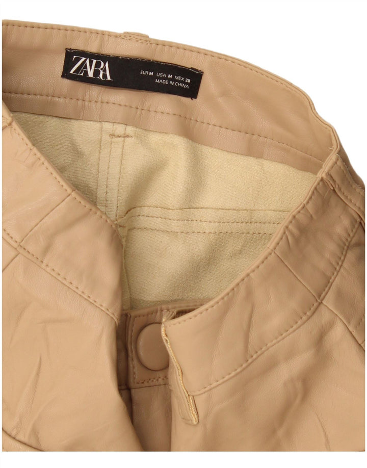 Женская юбка из искусственной кожи Zara Medium W28 Бежевая