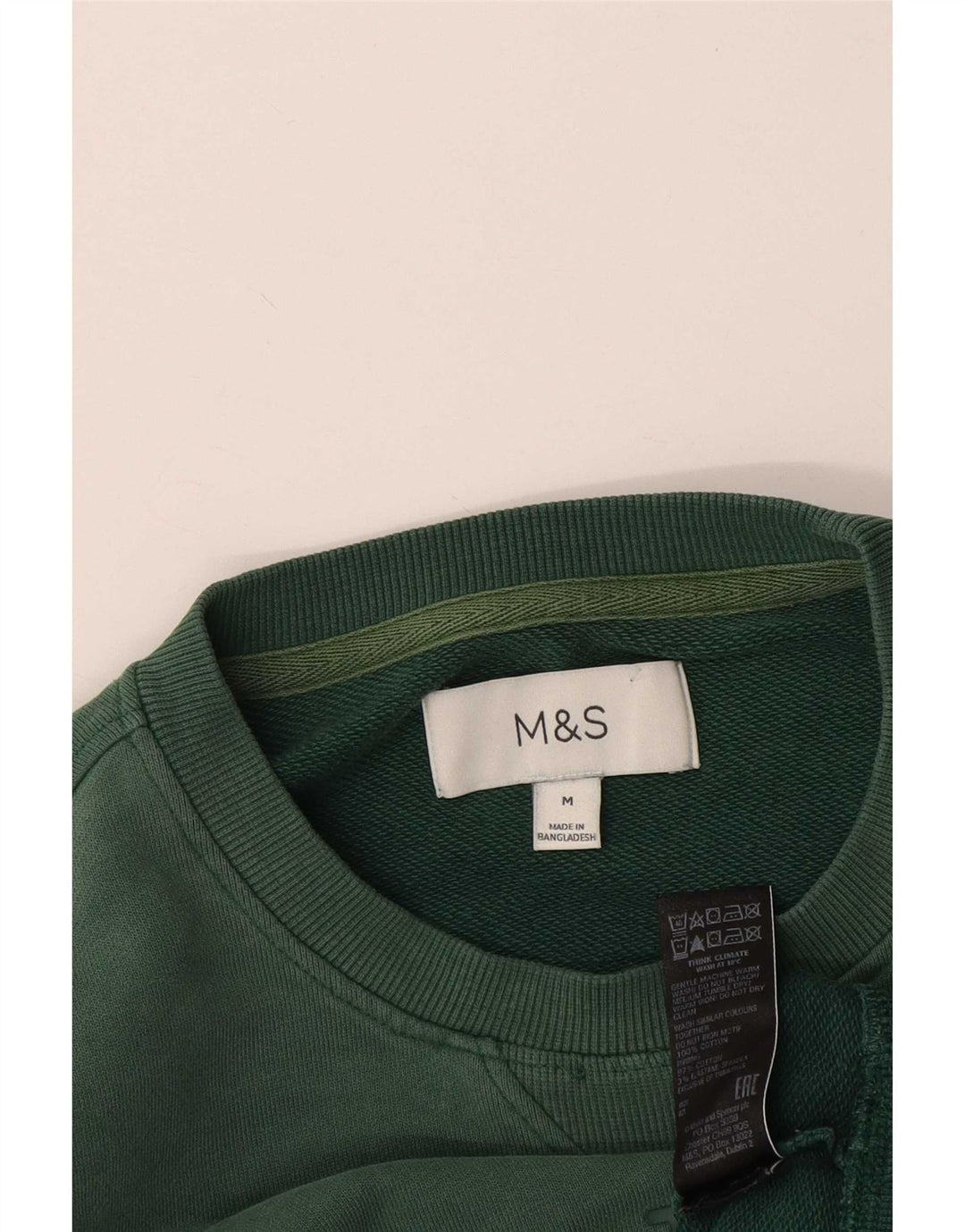 Мужской свитшот с рисунком Marks & Spencer, хлопковый джемпер среднего зеленого цвета