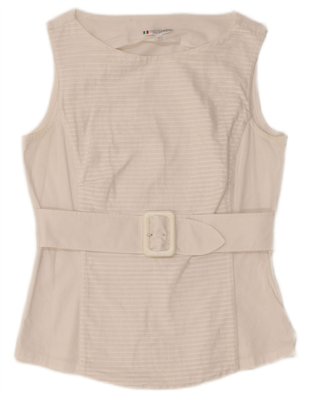 NARACAMICIE Женская блузка без рукавов, топ UK 8, маленькая белая хлопковая полоска