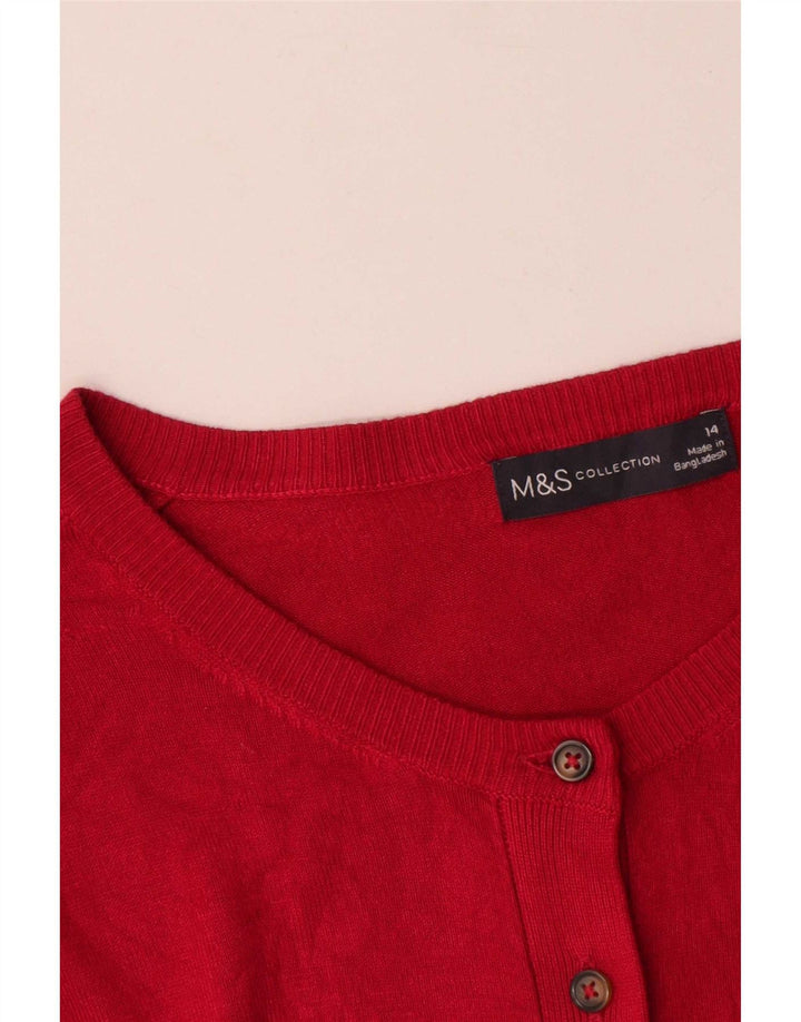 Женский кардиган Marks & Spencer UK 14, большой красный вискоза