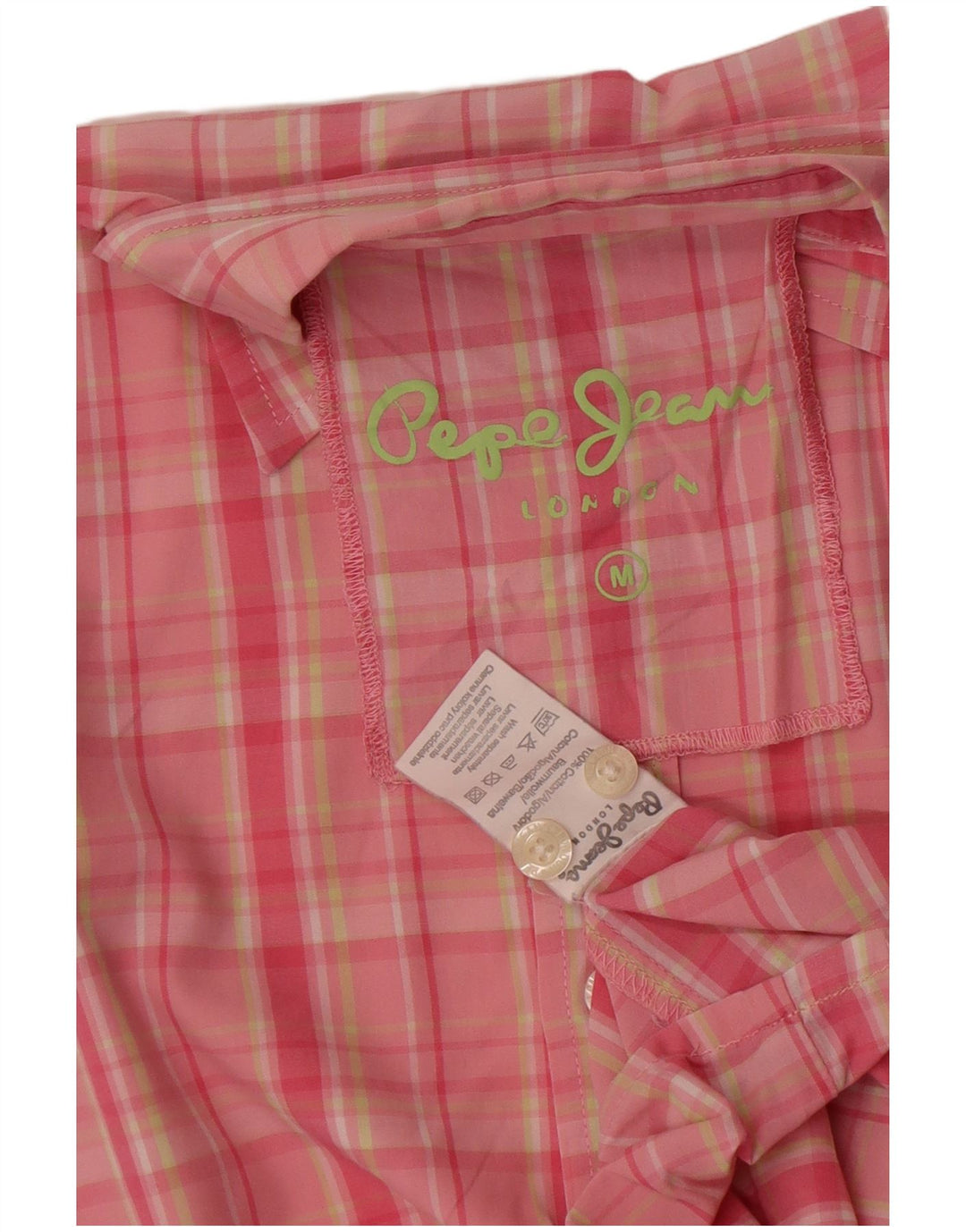 PEPE Jeans Мужская рубашка с коротким рукавом из хлопка среднего розового цвета в клетку