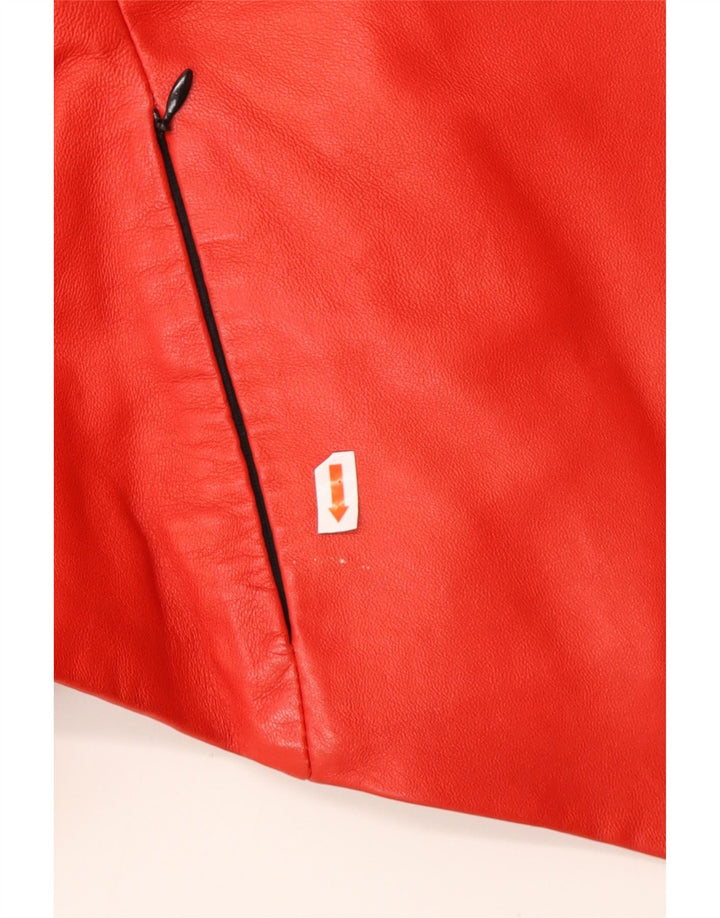 ВИНТАЖНАЯ женская асимметричная кожаная куртка с капюшоном UK 16, большая красная кожа