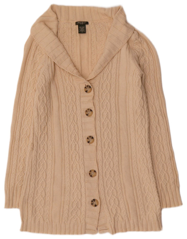 Женский удлиненный кардиган Eddie Bauer, размер UK 10, маленький, бежевый, хлопок