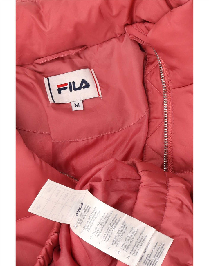 Женская стеганая куртка свободного кроя Fila UK 14, полиэстер среднего розового цвета