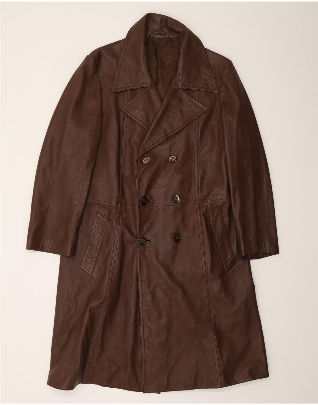 ВИНТАЖНОЕ Мужское кожаное пальто UK 38 Средне-коричневый кожаный