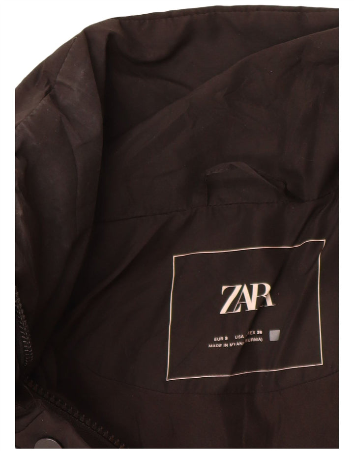 Женская утепленная куртка оверсайз Zara UK 10, маленький черный полиэстер