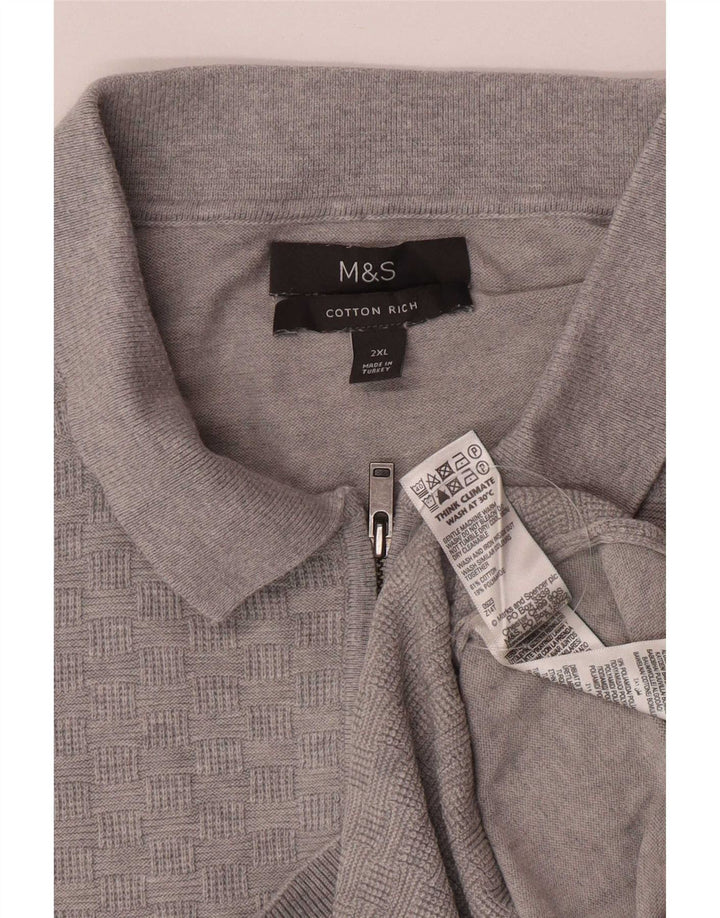 Мужской свитер с воротником-поло Marks & Spencer 2XL, серый хлопок
