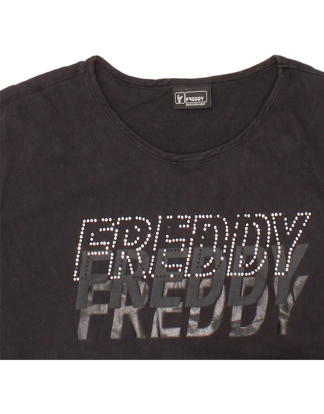 FREDDY Womens Graphic T-Shirt Top UK 16 Large Black Vintage Freddy and Second-Hand Freddy from Messina Hembry 