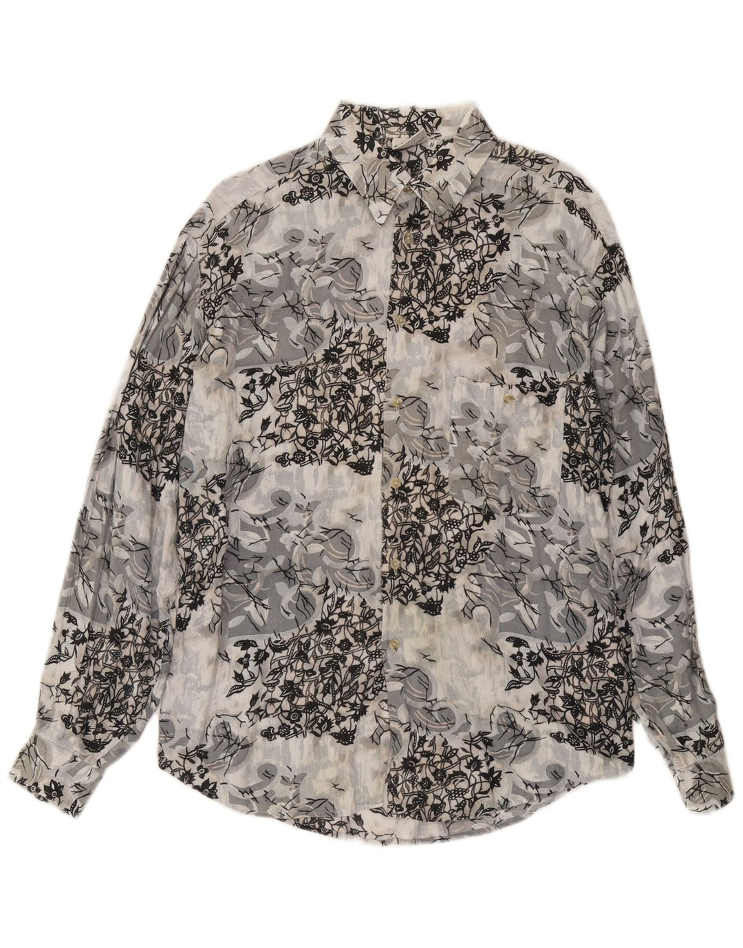 CRIVER Мужская рубашка из вискозы среднего серого цвета с цветочным принтом