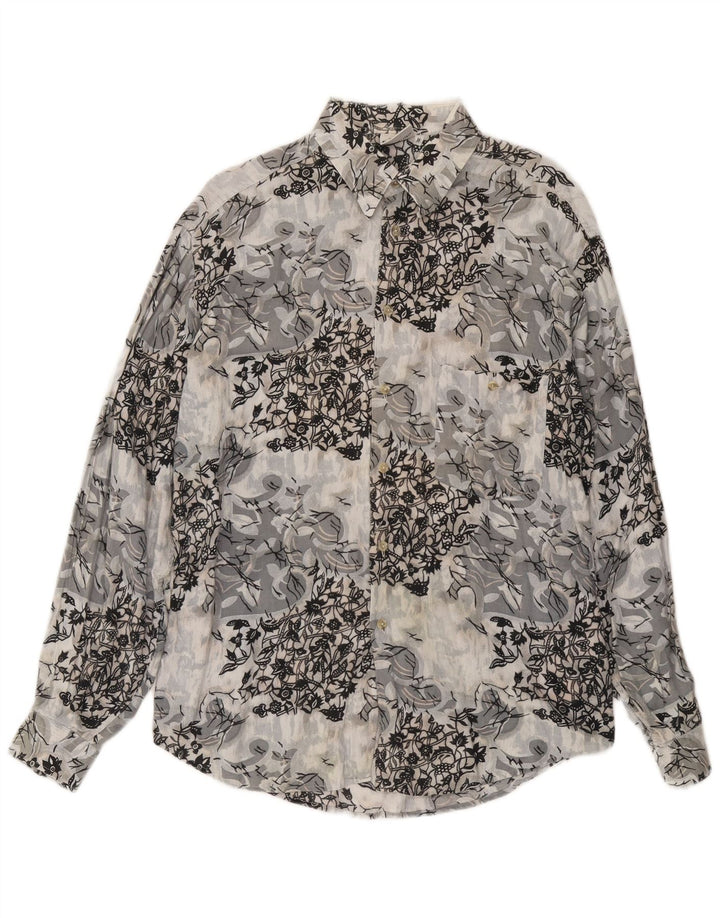 CRIVER Мужская рубашка из вискозы среднего серого цвета с цветочным принтом