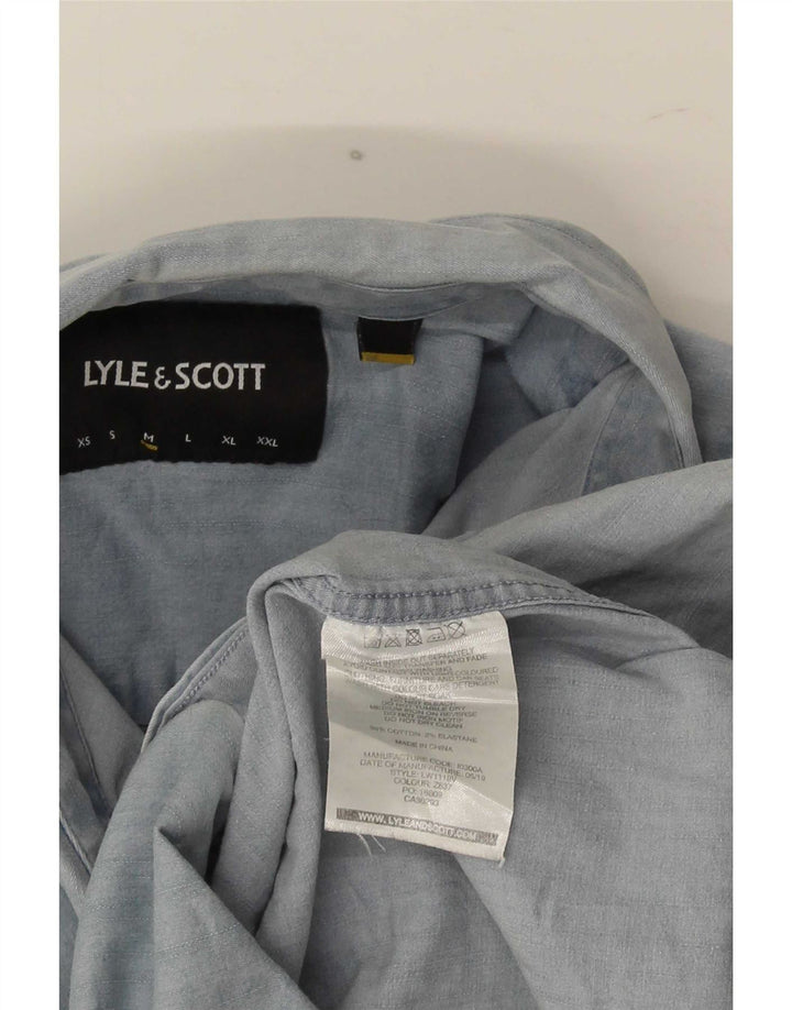 Мужская рубашка Lyle & Scott из хлопка среднего синего цвета