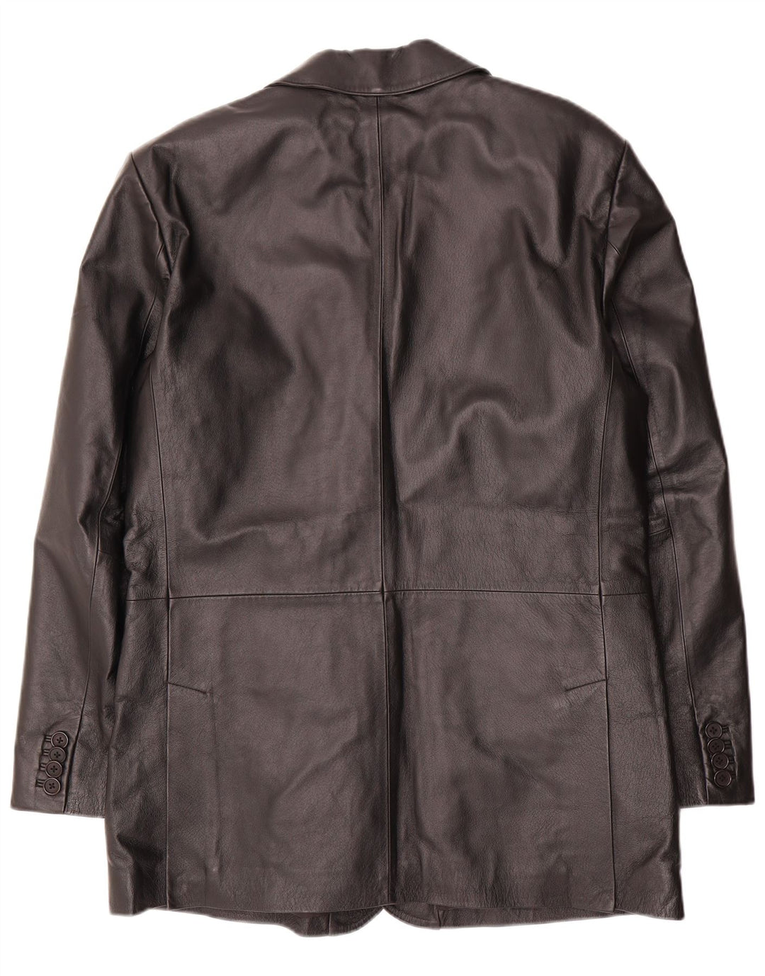 ВИНТАЖНЫЙ Мужской кожаный пиджак на 2 пуговицах UK 40, большой черный