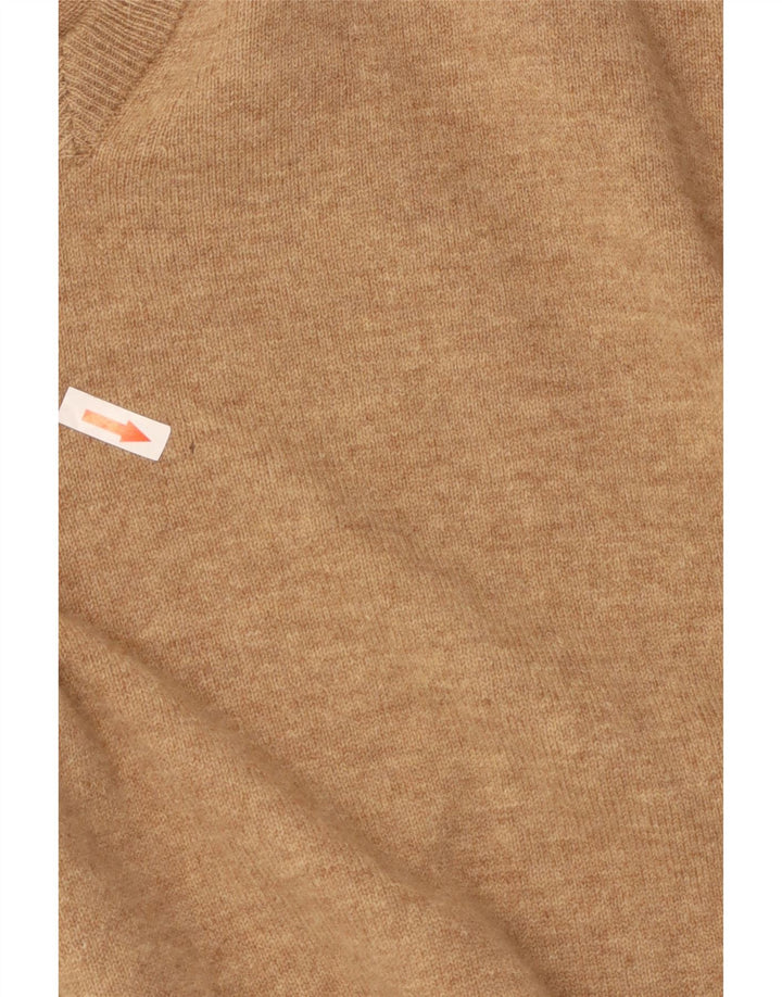 Мужской джемпер с v-образным вырезом Massimo Dutti XL, бежевый, шерсть