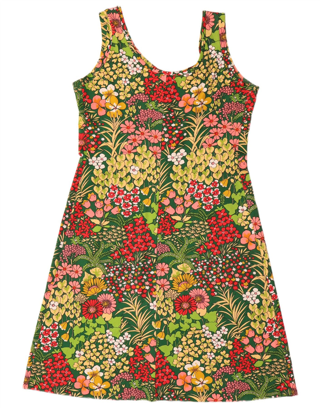 VINTAGE Womens Sundress IT 50 XL Green Floral Polyester