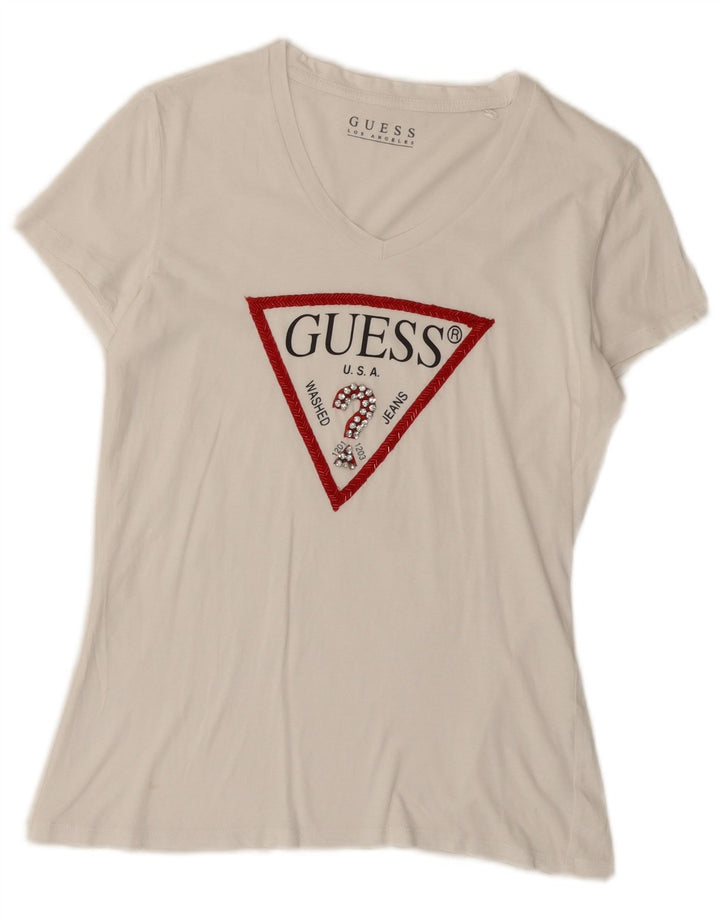 Женская футболка с рисунком Guess Top UK 12, средний белый