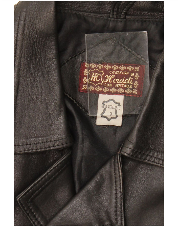 Женская кожаная косуха VINTAGE UK 14, кожа среднего размера, черная