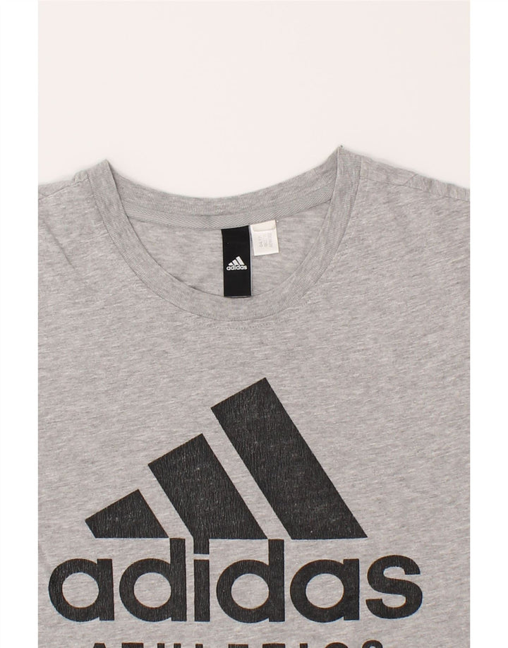 ADIDAS Mens Graphic T-Shirt Top Small Grey Cotton Vintage Adidas and Second-Hand Adidas from Messina Hembry 
