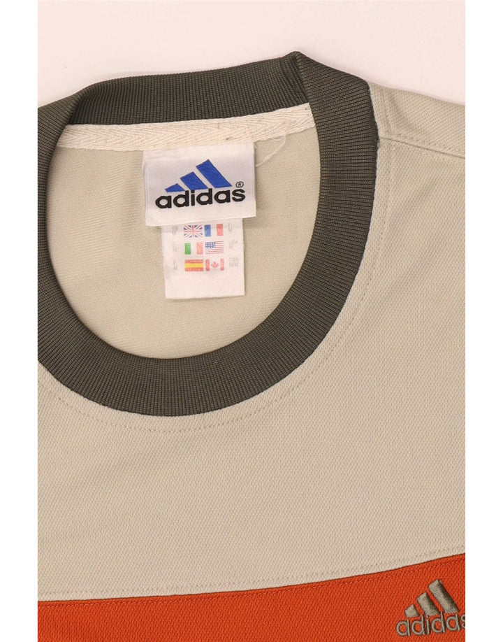 Мужская футболка Adidas Top среднего бежевого цвета из полиэстера с цветными блоками