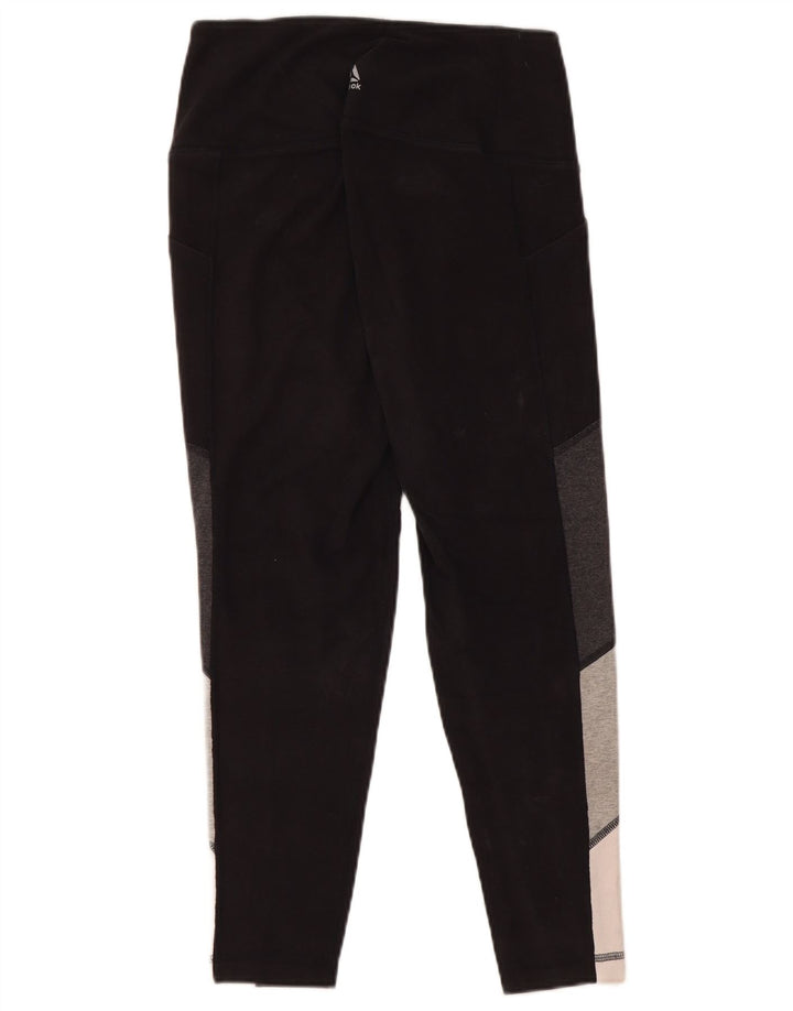 Женские леггинсы REEBOK UK 10, маленькие черные, хлопковые с цветными блоками