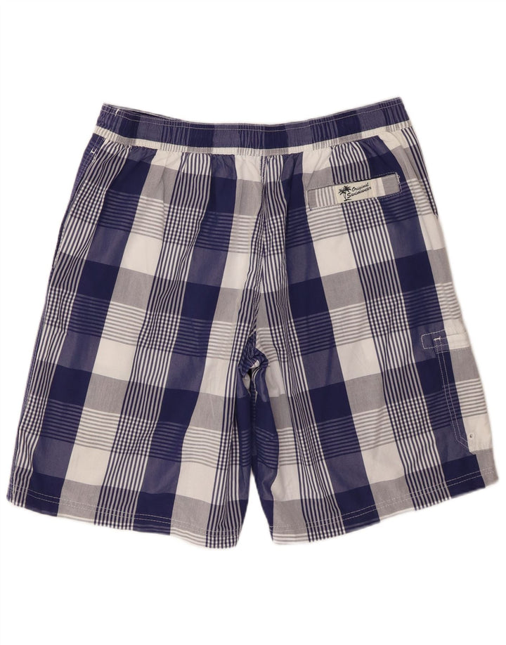 Мужские шорты для плавания Marks & Spencer Blue Harbour, хлопковые, синие в клетку большого размера