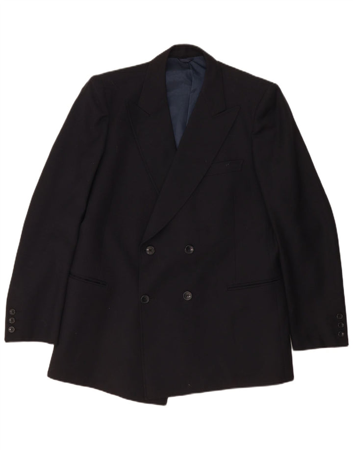 Винтажный мужской двубортный пиджак, Великобритания 38, средний черный