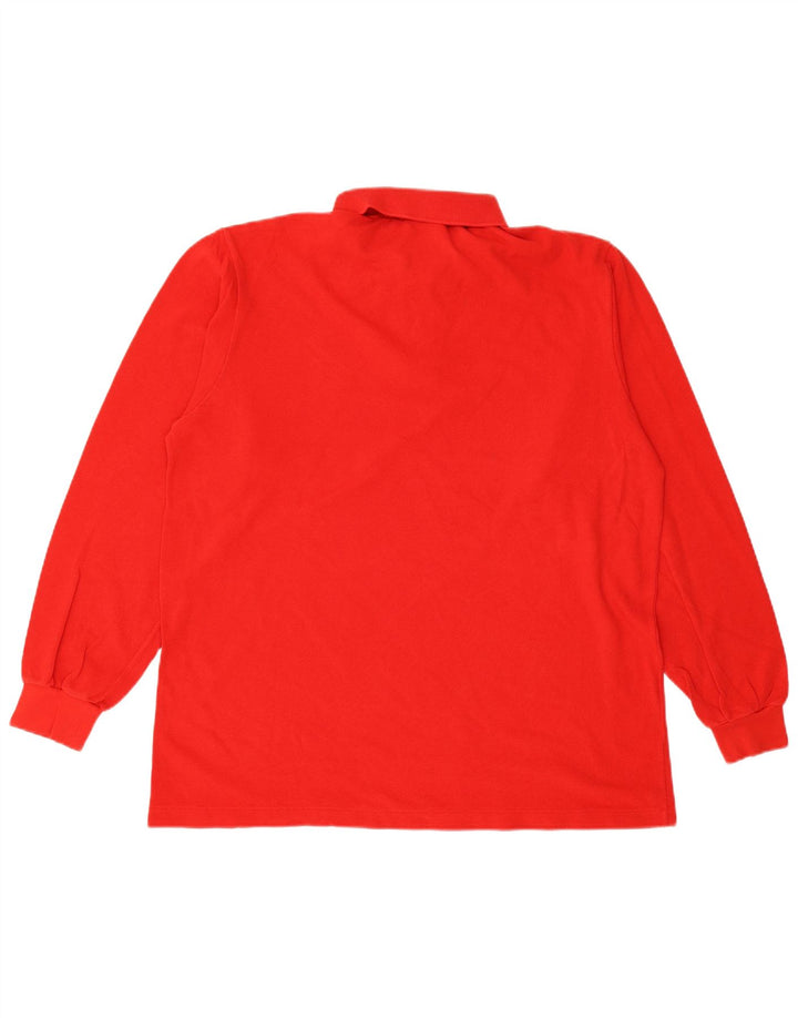 LACOSTE Мужская рубашка-поло с длинным рукавом, размер 5, большая красная хлопковая ткань