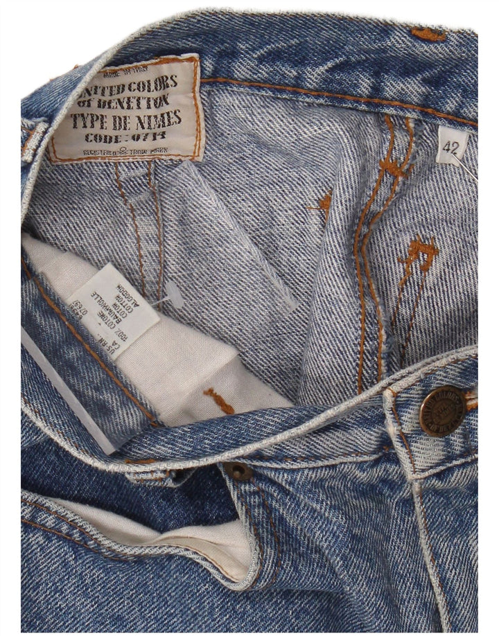 BENETTON Женская джинсовая юбка с высокой талией IT 42 Medium W26 Синий хлопок