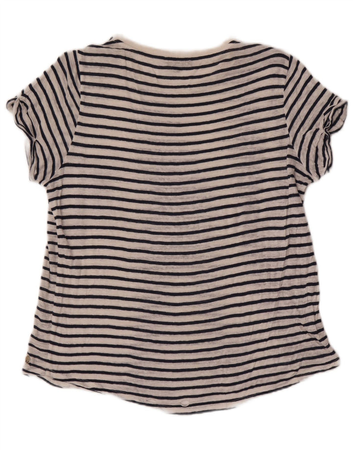 Женская футболка Massimo Dutti Top UK 14 Medium Белая Полосатая