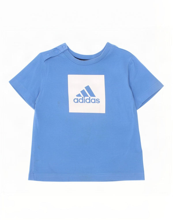 Футболка Adidas с рисунком для мальчиков 12–18 месяцев, синяя, хлопок