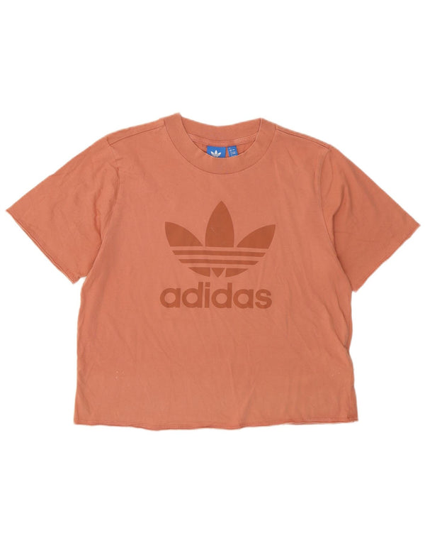 Женская укороченная футболка с рисунком Adidas Top UK 8, маленький розовый хлопок
