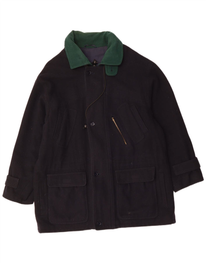 ВИНТАЖНОЕ мужское пальто UK 42 XL темно-синее шерстяное