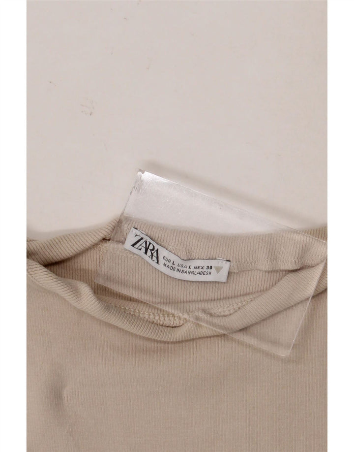 Женский укороченный жилет Zara UK 14, большой, бежевый