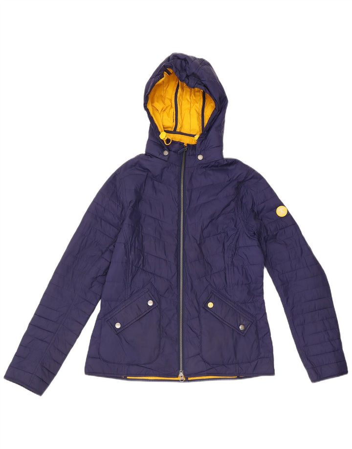 Женская стеганая куртка с капюшоном Barbour UK 12, средний темно-синий