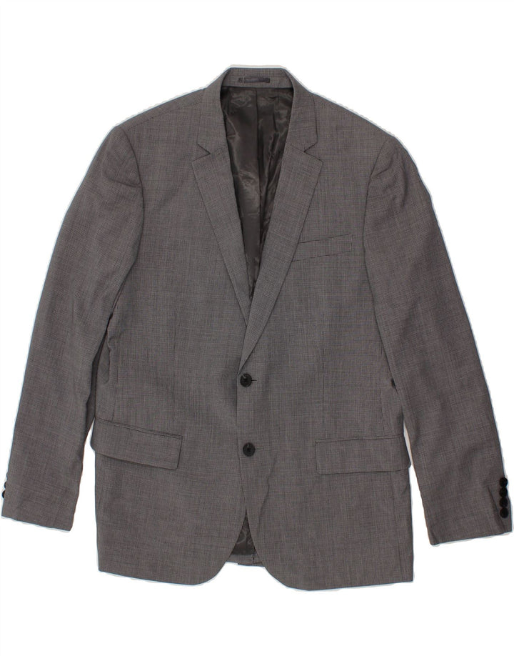 JAEGER Mens 2 Button Blazer Jacket UK 42 XL Grey Houndstooth Wool Vintage Jaeger and Second-Hand Jaeger from Messina Hembry 