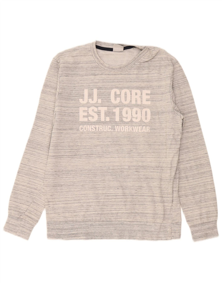 Мужской свитшот с рисунком Jack & Jones, хлопковый джемпер среднего серого цвета в крапинку
