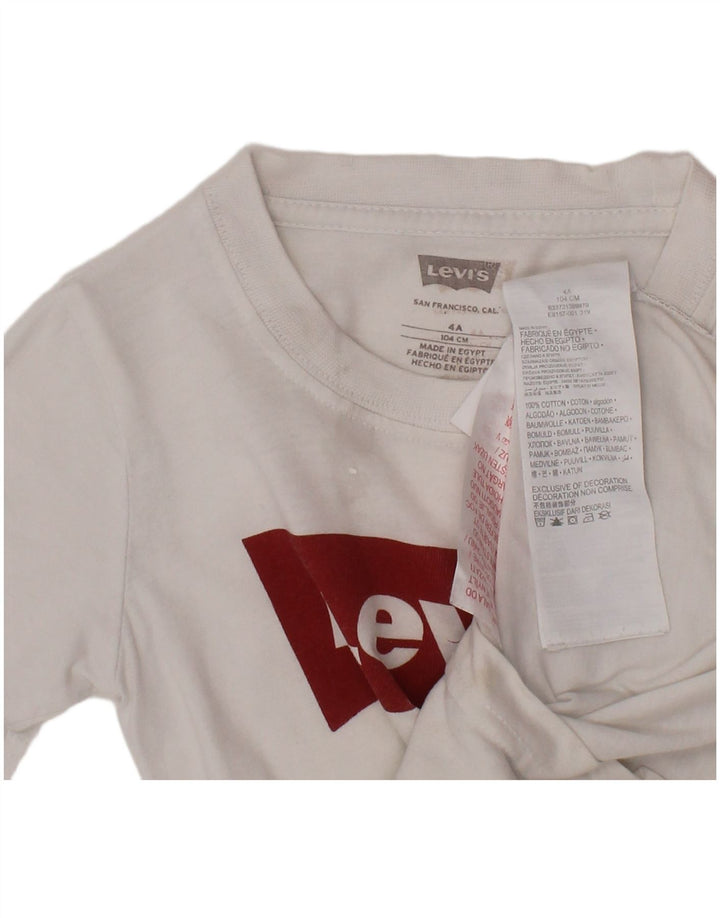 Футболка с рисунком LEVI'S для мальчиков, топ 3-4 лет, белый хлопок